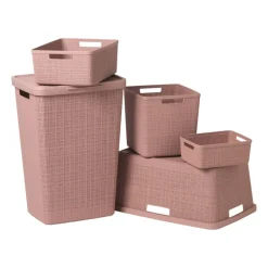 Curver Wasmanden-jute wasmand met deksel - 58 liter - roze