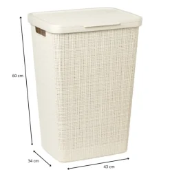 Curver Wasmanden-jute wasmand met deksel - 58 liter - beige