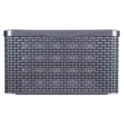 Curver Opbergbakken|Opbergboxen-opbergmand met deksel groot - grijs - 23x44x33 cm