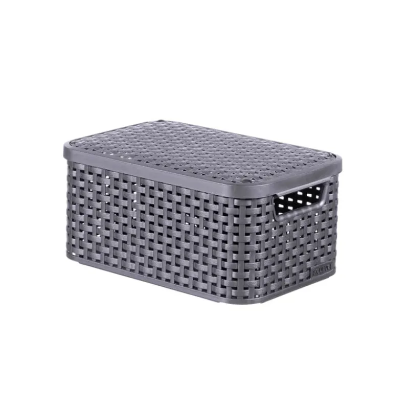 Curver Opbergbakken|Opbergboxen-opbergmand met deksel klein - grijs - 13x29x19 cm