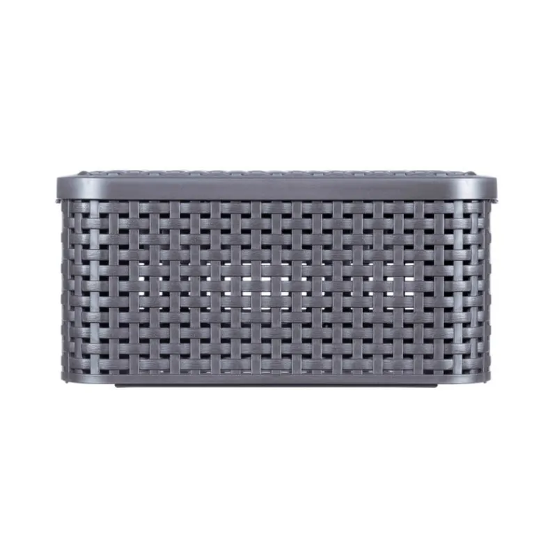Curver Opbergbakken|Opbergboxen-opbergmand met deksel klein - grijs - 13x29x19 cm