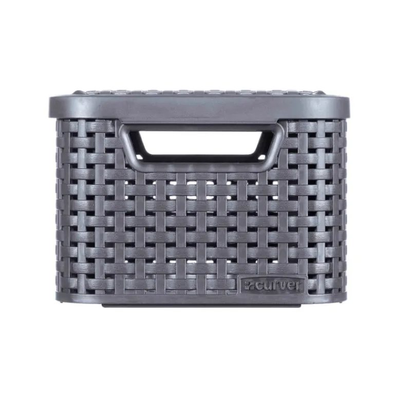 Curver Opbergbakken|Opbergboxen-opbergmand met deksel klein - grijs - 13x29x19 cm