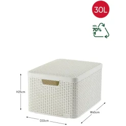 Curver Opbergbakken|Opbergboxen-opbergmand met deksel groot - wit - 23x44x33 cm