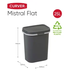 Curver Pedaalemmers|Prullenbakken-prullenbak mistral flat - grijs - 25 liter