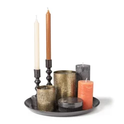 Xenos Kaarsenplateaus-Decoratieplateau - zwart - Ø34 cm