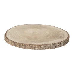 Xenos Kaarsenplateaus-Decoratieplateau hout - bruin - ø26x2 cm
