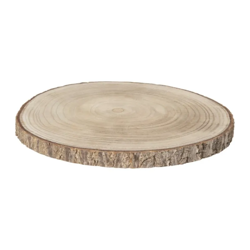 Xenos Kaarsenplateaus-Decoratieplateau hout - bruin - ø26x2 cm