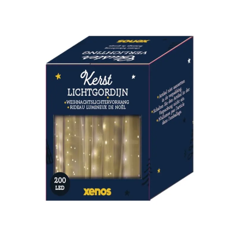 Xenos Kerstverlichting|Kerstboom Verlichting-Deurgordijn kerst met 200 lichtjes - 200x300 cm