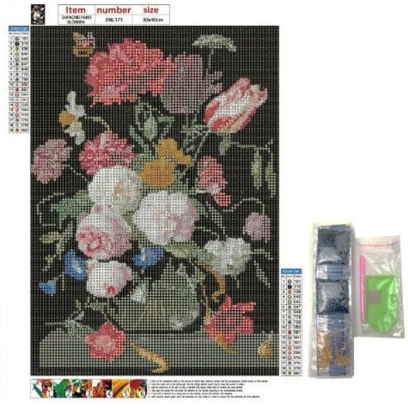 Xenos Knutselpakketten|Diamond Paintings-Diamond paint - bloem - 40x30 cm