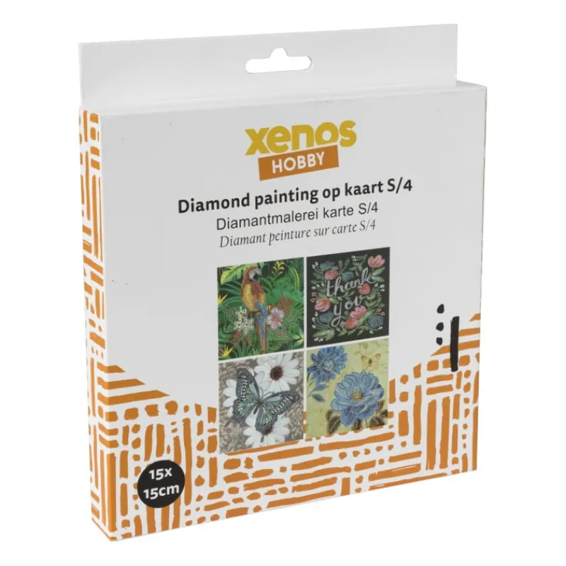 Xenos Knutselpakketten|Diamond Paintings-Diamond paint - kaarten - set van 4