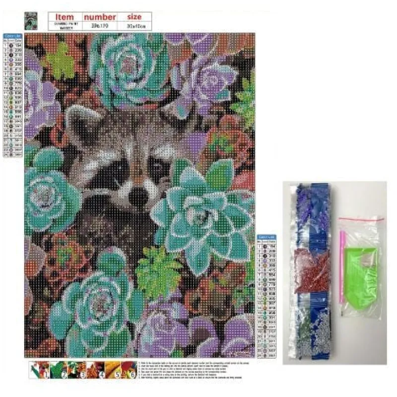 Xenos Knutselpakketten|Diamond Paintings-Diamond paint - wasbeer - 40x30 cm