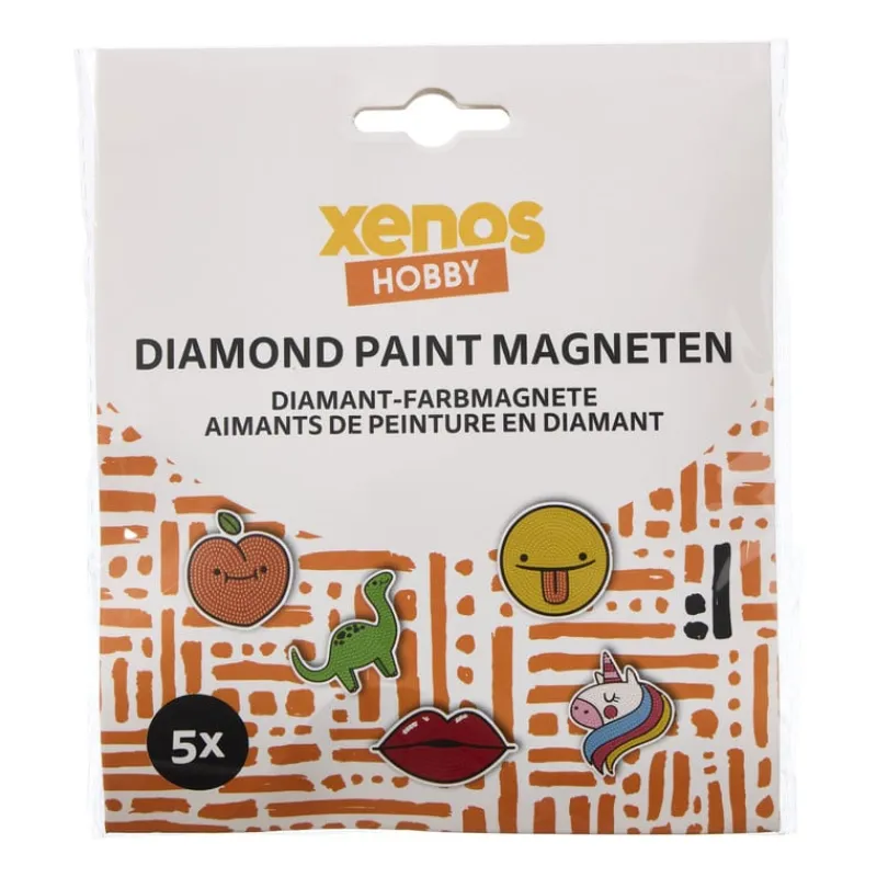 Xenos Diamond Paintings-Diamond painting magneten DIY - set van 5 - diverse varianten