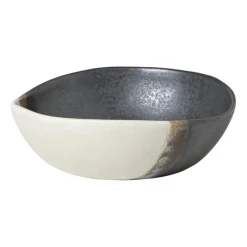 Xenos Borden|Kerstservies-Diep bord cortado - beige/zwart - ø18x5.8 cm