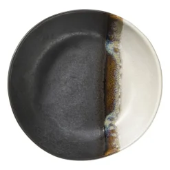 Xenos Borden|Kerstservies-Diep bord cortado - beige/zwart - ø18x5.8 cm