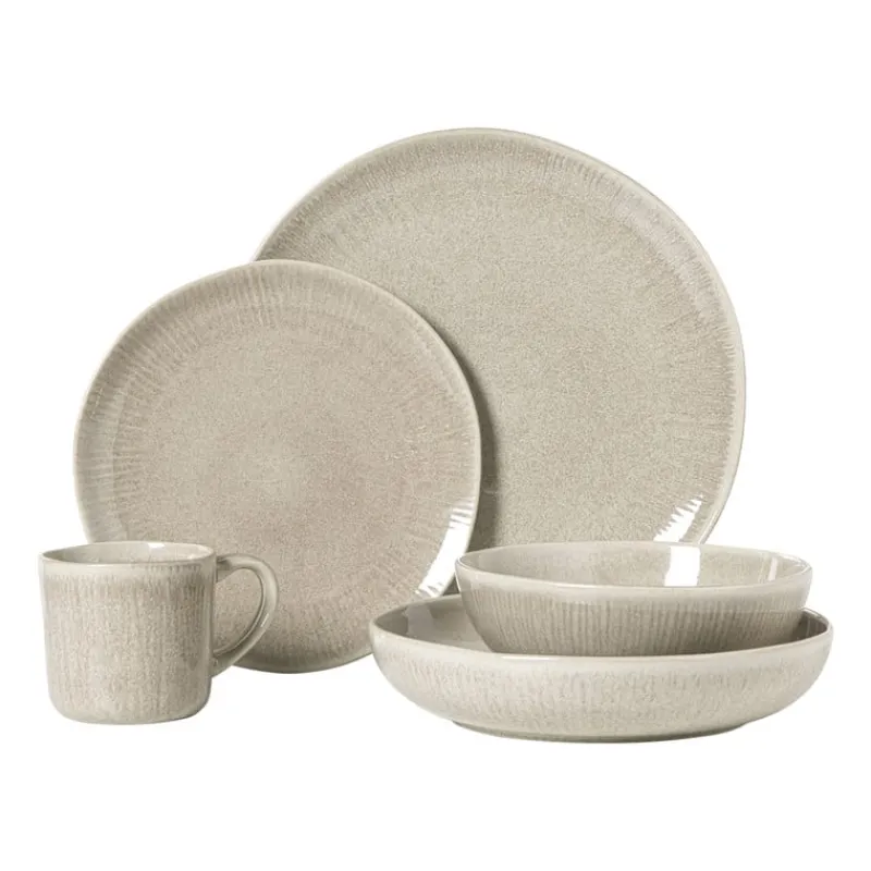 Xenos Borden|Kerstservies-Diep bord fuji - beige - ø22x4 cm