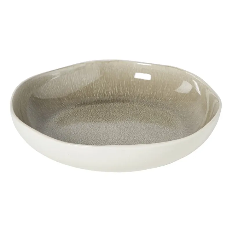 Xenos Borden|Kerstservies-Diep bord kaori - wit/bruin - ø22x4 cm