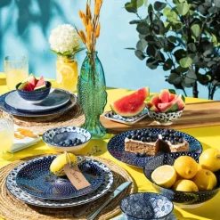 Xenos Borden-Dinerbord blue print - botanic - ⌀26 cm