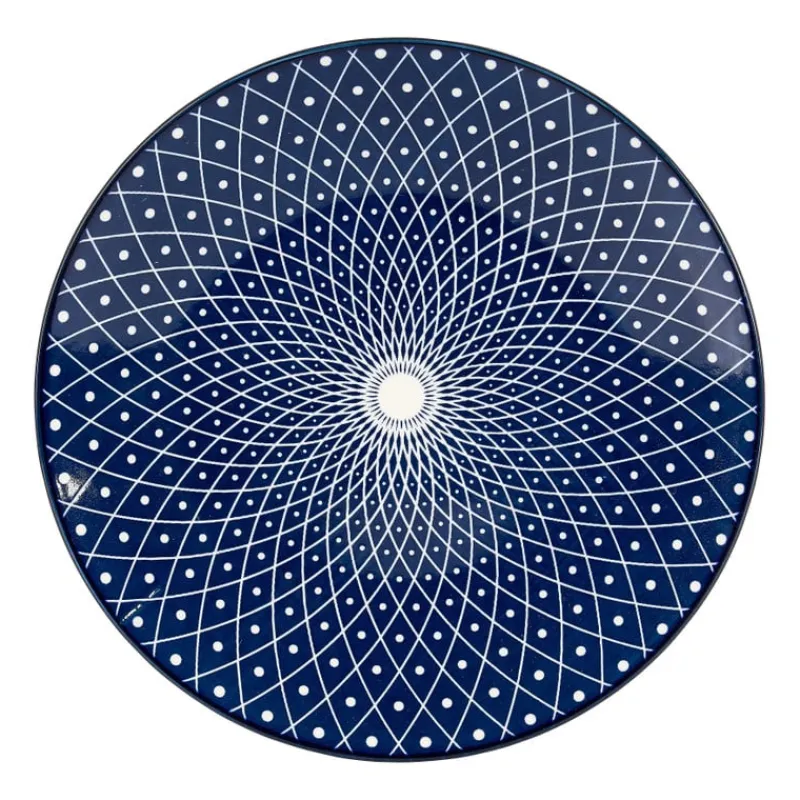 Xenos Borden-Dinerbord blue print - diamonds - ⌀26 cm