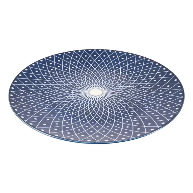 Xenos Borden-Dinerbord blue print - diamonds - ⌀26 cm