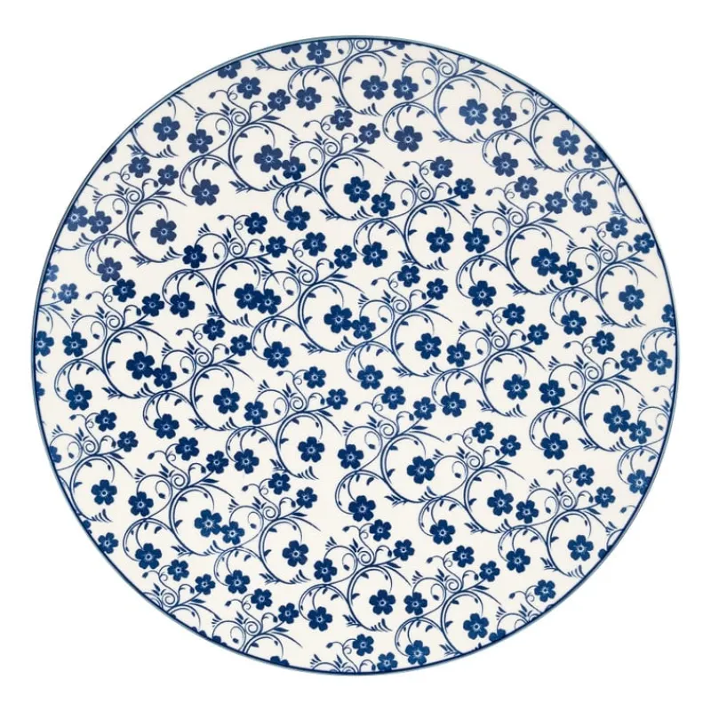 Xenos Borden-Dinerbord blue print - flowers - ⌀26 cm