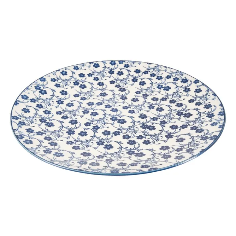 Xenos Borden-Dinerbord blue print - flowers - ⌀26 cm