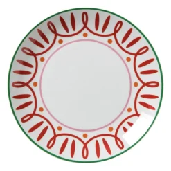 Xenos Borden-Dinerbord holly jolly - rood - ø26.8x2.8 cm