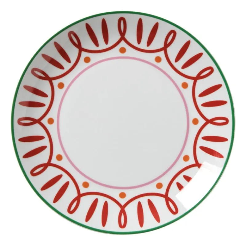 Xenos Borden-Dinerbord holly jolly - rood - ø26.8x2.8 cm