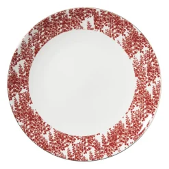 Xenos Borden-Dinerbord Mirna blaadjes - rood/wit - ø26.8x2.2 cm