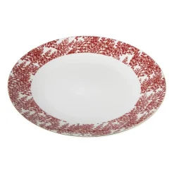 Xenos Borden-Dinerbord Mirna blaadjes - rood/wit - ø26.8x2.2 cm