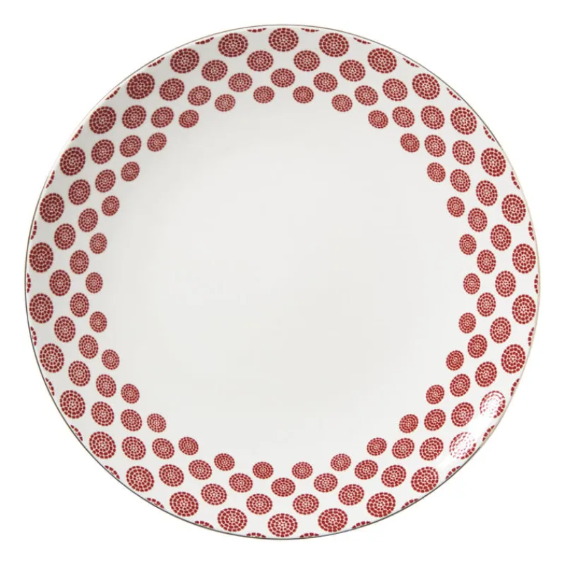 Xenos Borden-Dinerbord Mirna bloem - rood/wit - ø26.8x2.2 cm