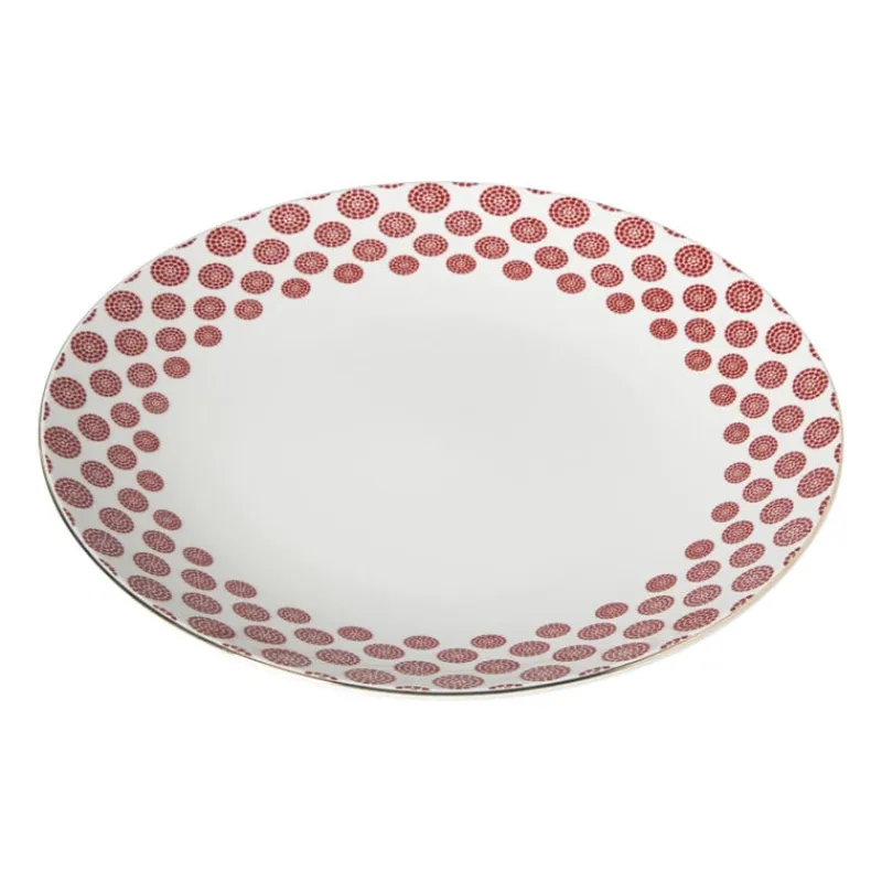 Xenos Borden-Dinerbord Mirna bloem - rood/wit - ø26.8x2.2 cm