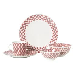 Xenos Borden-Dinerbord Mirna bloem - rood/wit - ø26.8x2.2 cm