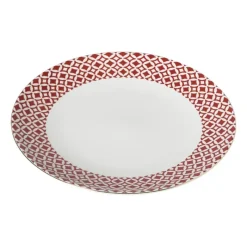 Xenos Borden-Dinerbord Mirna ruit - rood/wit - ø26.8x2.2 cm