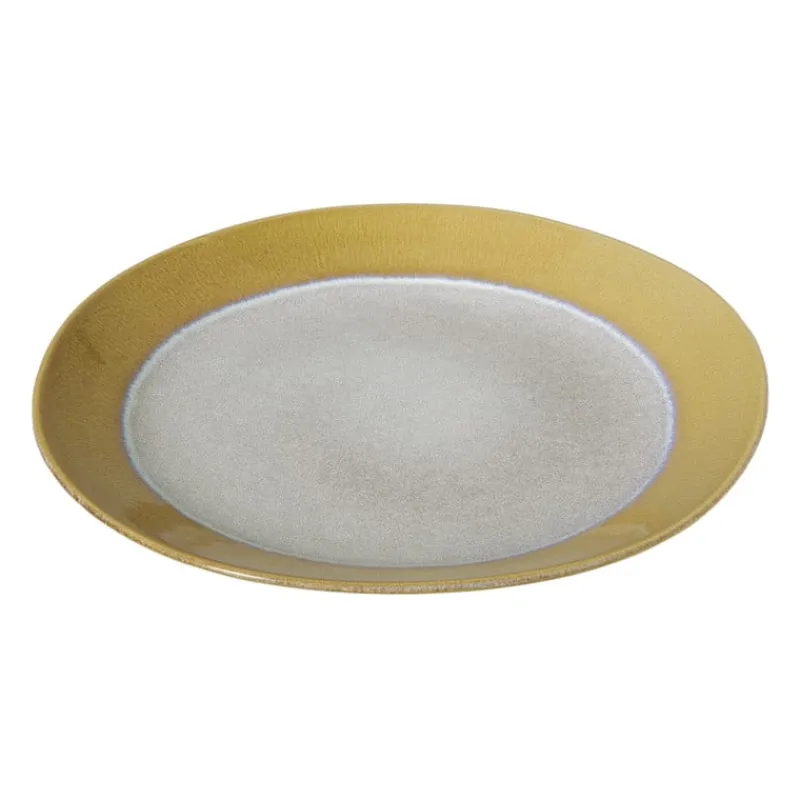Xenos Borden|Kerstservies-Dinerbord roots - oker - ø27.5x3 cm