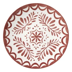 Xenos Borden|Kerstcadeaus-Dinerbord sterre - rood/wit - ø26.8x2.6 cm