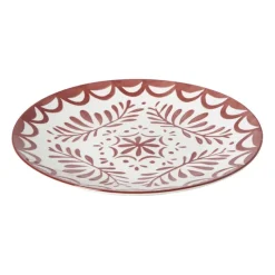 Xenos Borden|Kerstcadeaus-Dinerbord sterre - rood/wit - ø26.8x2.6 cm