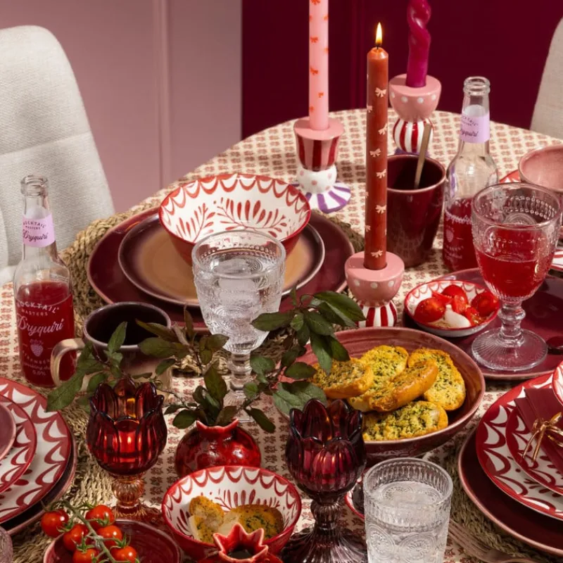 Xenos Borden|Kerstservies-Dinerbord Toscane - bordeauxrood - ø28 cm