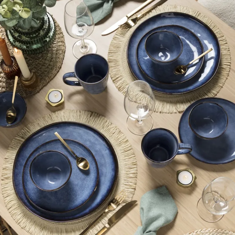 Xenos Borden-Dinerbord Toscane - donkerblauw - ø28 cm