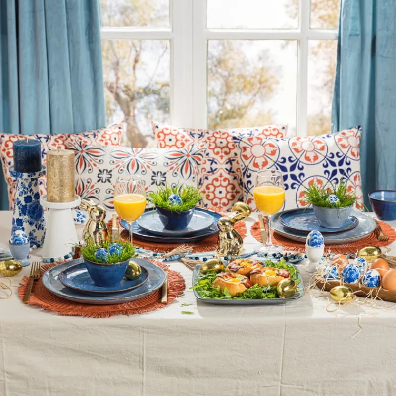 Xenos Borden-Dinerbord Toscane - donkerblauw - ø28 cm