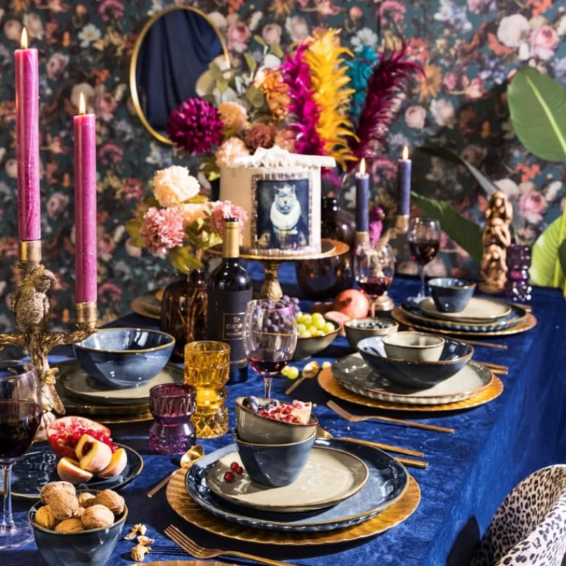 Xenos Borden-Dinerbord Toscane - donkerblauw - ø28 cm