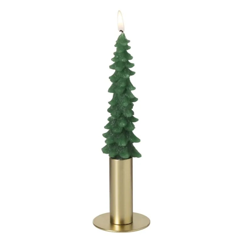 Xenos Kerstcadeaus|Dinerkaarsen-Dinerkaars klein - groen - ø4x15 cm