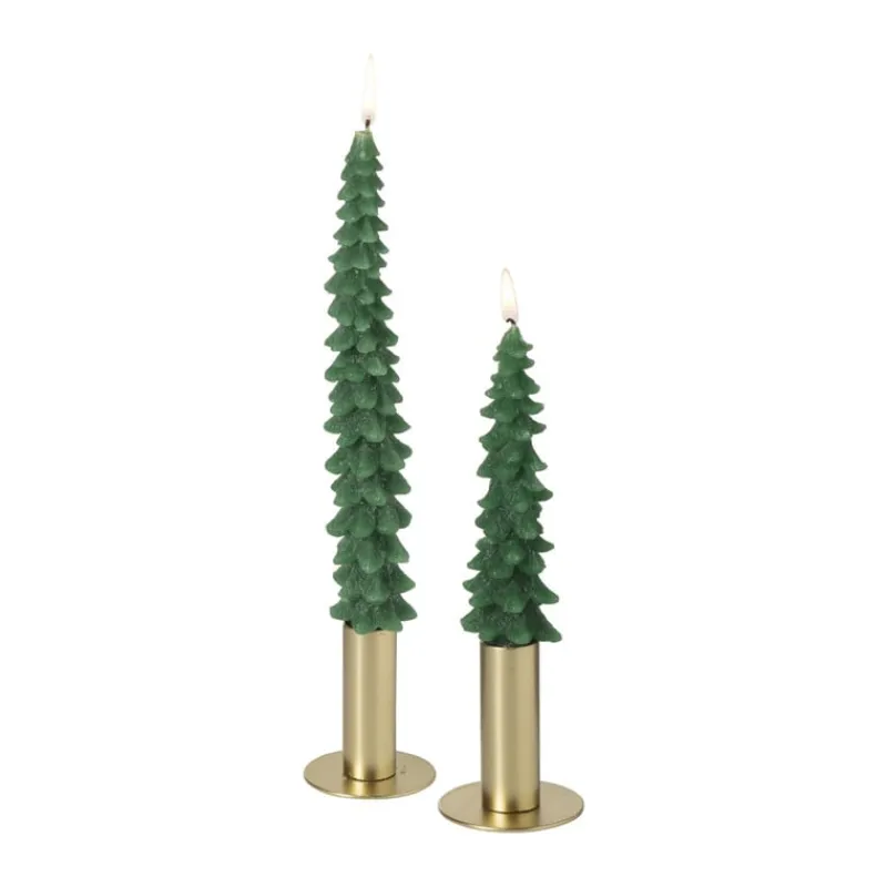 Xenos Kerstcadeaus|Dinerkaarsen-Dinerkaars klein - groen - ø4x15 cm