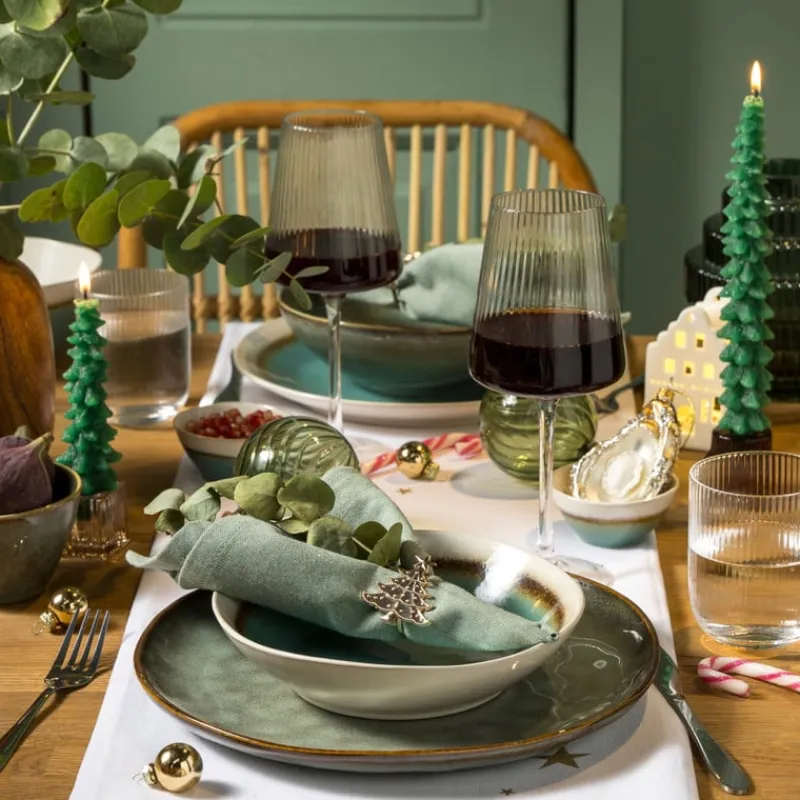 Xenos Kerstcadeaus|Dinerkaarsen-Dinerkaars klein - groen - ø4x15 cm