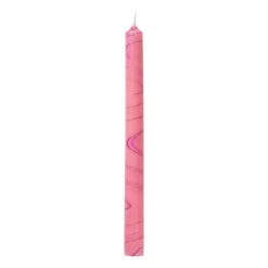 Xenos Dinerkaarsen-Dinerkaars marble - paars/roze - ø2.15x25 cm