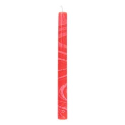 Xenos Dinerkaarsen-Dinerkaars marble - rood - ø2.15x25 cm