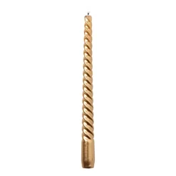 Xenos Kerstcadeaus|Dinerkaarsen-Dinerkaars metallic twist - roségoud - ø2x25 cm