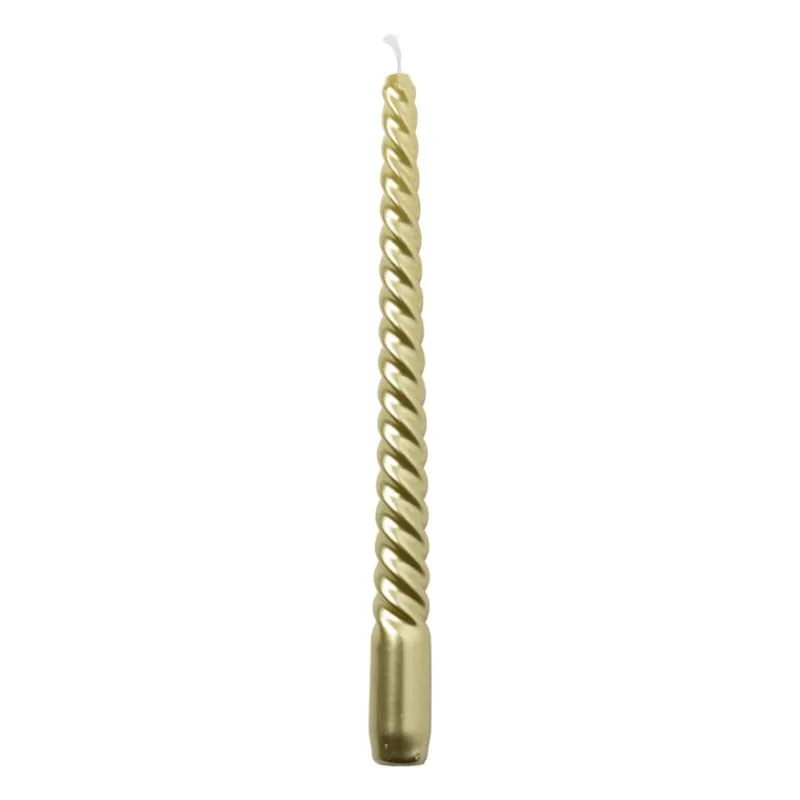 Xenos Kerstcadeaus|Dinerkaarsen-Dinerkaars metallic twist - goud - ø2x25 cm