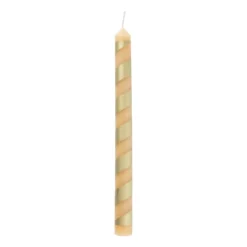 Xenos Dinerkaarsen-Dinerkaars streep - goud/beige - ø2.15x25 cm