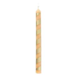 Xenos Dinerkaarsen-Dinerkaars streep - goud/beige - ø2.15x25 cm