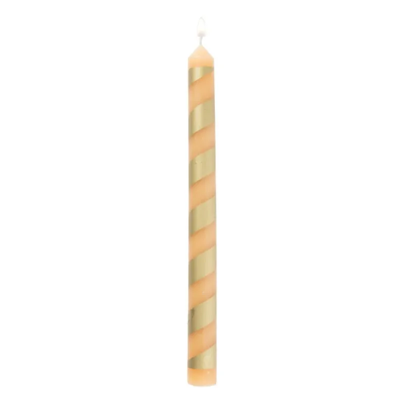 Xenos Dinerkaarsen-Dinerkaars streep - goud/beige - ø2.15x25 cm